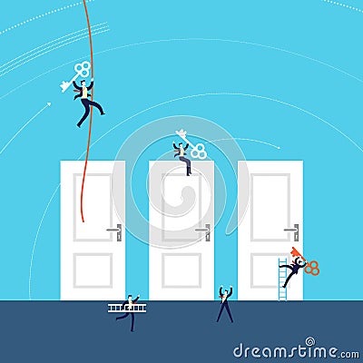 Business doors to success concept illustration Vector Illustration