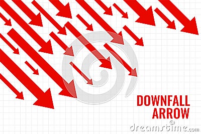 Business downfall arrow showing downward trend Vector Illustration