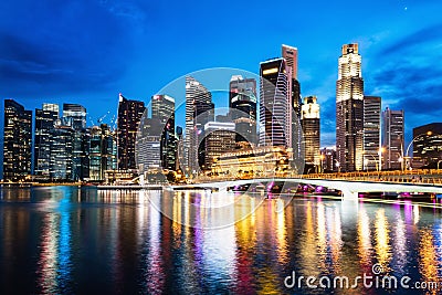Business downtown and city landscape of Singapore at twilight sc Stock Photo