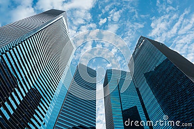 Business downtown and skyscrapers, high-rise buildings, modern a Stock Photo