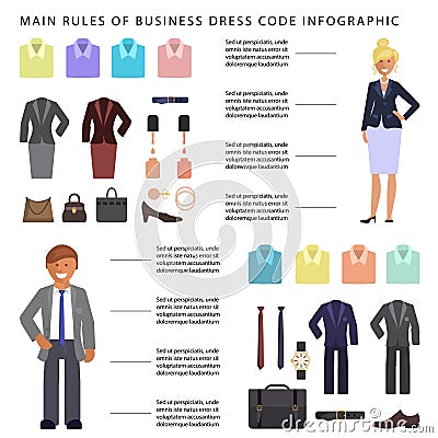 Business dress code infographic Vector Illustration