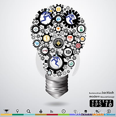 Business driven backlash lamp modern Idea and Concept Vector illustration with people, icon,hand Vector Illustration