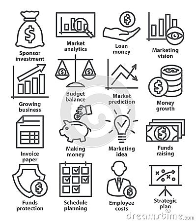 Business economic icons in line style Vector Illustration