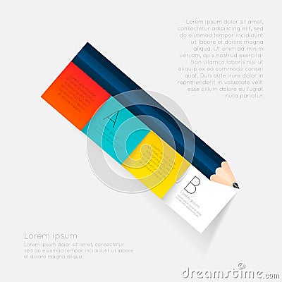 Business education pencil staircase Infographics option. Vector Illustration