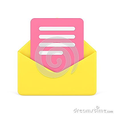 Business electronic mail correspondence envelope remotely communication 3d icon vector Vector Illustration