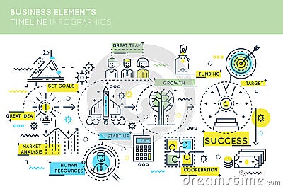 Business Elements Timeline Infographics Vector Illustration