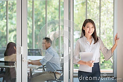 Business employee enjoy and happy to work at company office Stock Photo