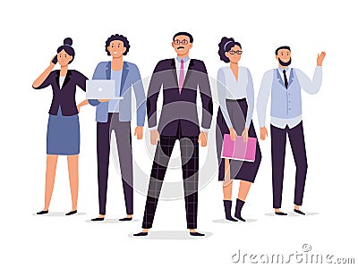 Business employees team. Teamwork leadership, success executive employee and office people group vector illustration Vector Illustration