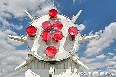 The business end of a NASA Saturn IB SA-209 S-IB at Kennedy Space Center Rocket Garden Editorial Stock Photo