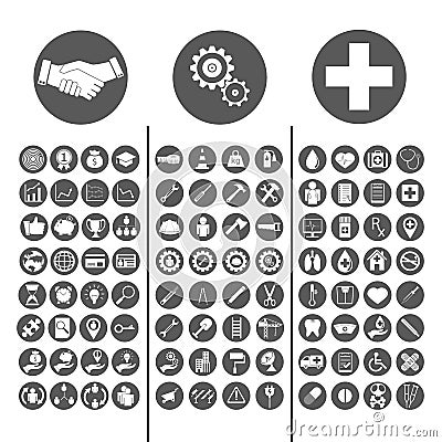 Business, Engineer and Medical Icon set vector illustration Vector Illustration