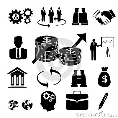 Business And Enterprise Icons. Black Scribble Design Stock Photo