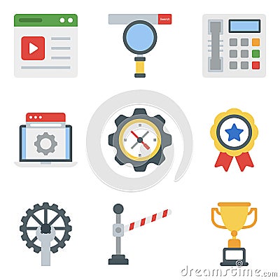 Business Equipment Flat Icons Pack Vector Illustration