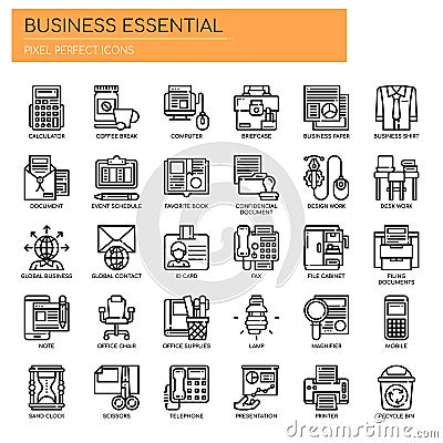 Business Essential , Pixel Perfect Icons Vector Illustration