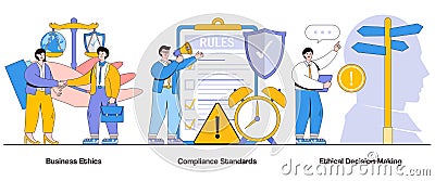 Business ethics, compliance standards, ethical decision-making concept with character. Ethical business practices abstract vector Cartoon Illustration