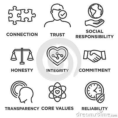 Business Ethics Icon Set Outline Vector Illustration