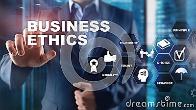 Business Ethnics Philosophy Responsibility Honesty Concept. Mixed media background. Stock Photo