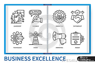 Business excellence infographics linear elements set Stock Photo