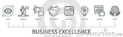 Business excellence vector infographic in minimal outline style Stock Photo