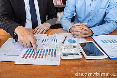 Business executive partner cooperation conference in investment ideas marketing planning and presentation finance project at Stock Photo