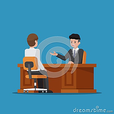 Business executive talking with employee. Vector Illustration