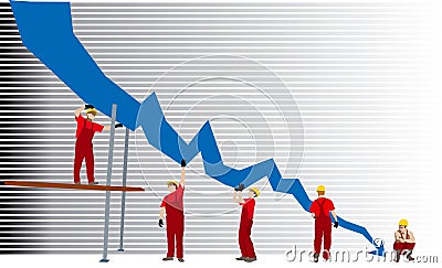 Business failure graph Vector Illustration