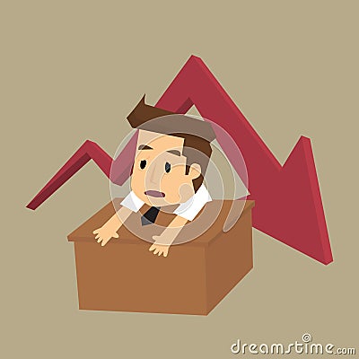 Business failure. Young worried businessman thinking about busin Vector Illustration