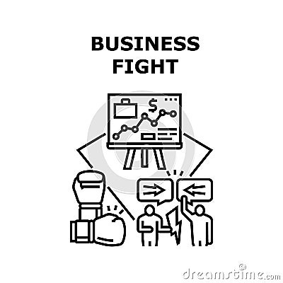 Business Fight Vector Concept Black Illustration Vector Illustration