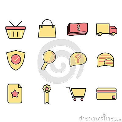 Business filled line icon set Stock Photo