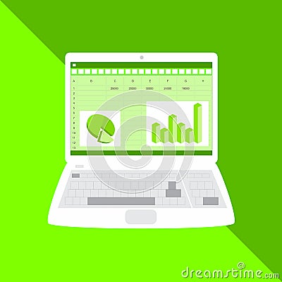 Business finance analysis audit with graphs. SEO data analytic and return on investment ROI. Vector Illustration