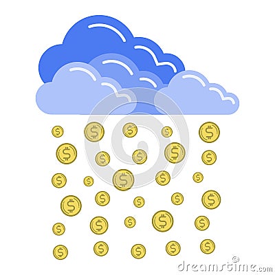 Money rain from the cloud ,success economy finance,income success finance,coins falling from clouds Vector Illustration