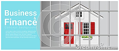 Business and Finance concept background with house in jail Vector Illustration