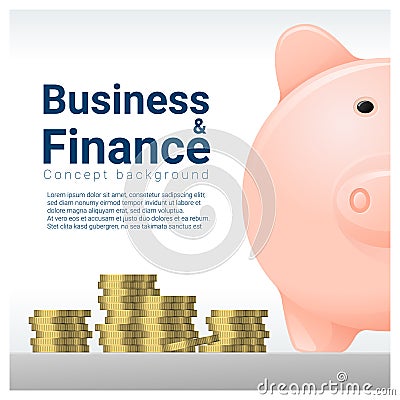 Business and Finance concept background with piggy bank Vector Illustration
