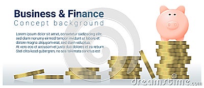 Business and Finance concept background with piggy bank Vector Illustration