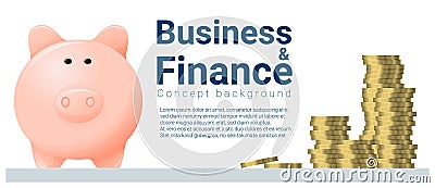 Business and Finance concept background with piggy bank Vector Illustration