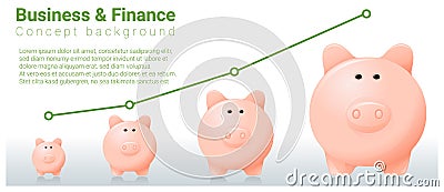 Business and Finance concept background with piggy bank Vector Illustration