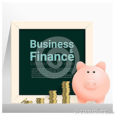 Business and Finance concept background with piggy bank Vector Illustration