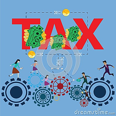 Business finance concept,Cycle`s work of worker,work and pay tax Vector Illustration