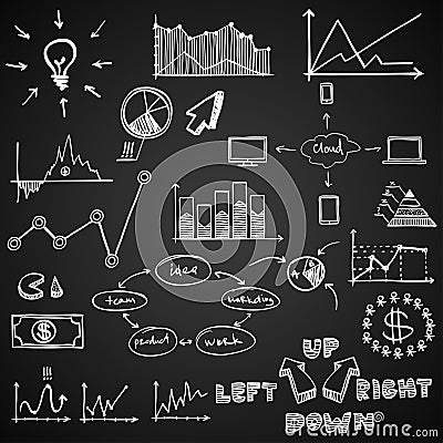 Business finance doodle hand drawn elements on Vector Illustration