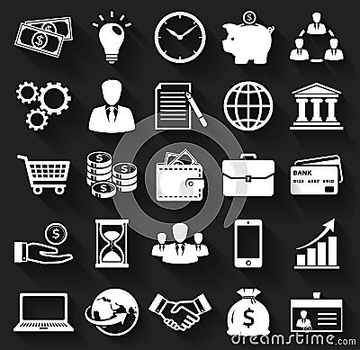 Business and finance flat icons. Vector set. Vector Illustration