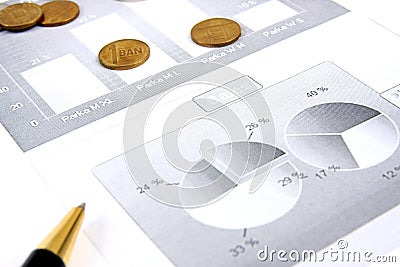 Business finance graphs of a working capitalist Stock Photo
