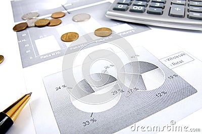 Business finance graphs of a working capitalist Stock Photo