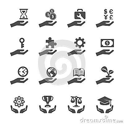 Business and finance hand icon set 2, vector eps10 Vector Illustration