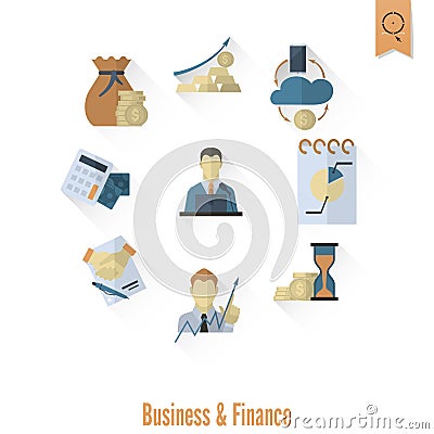 Business and Finance Icon Set Vector Illustration