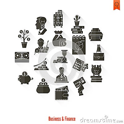 Business and Finance Icon Set Vector Illustration