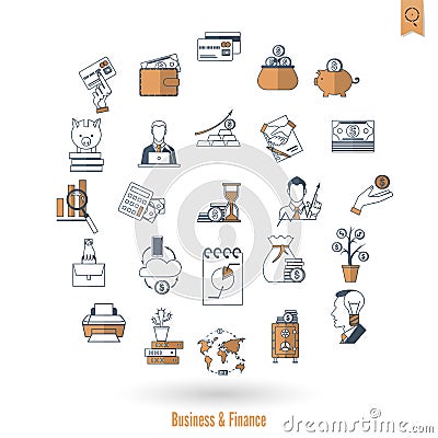 Business and Finance Icon Set Vector Illustration