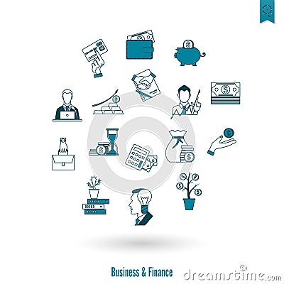 Business and Finance Icon Set Vector Illustration