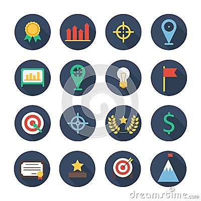 Business and finance infographic design elements. Set of vector target icons. Illustration in flat style. Vector Illustration