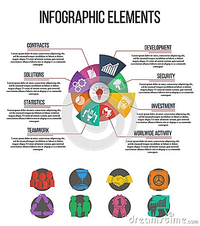 Business & finance infographics set with integrated icons in pie chart illustration. Vector Illustration