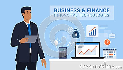 Business and finance innovative technologies Vector Illustration