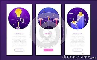 Business and finance - isometric vector vertical web banners Vector Illustration